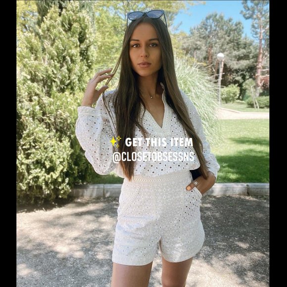 SOLD! ZARA Embroidered Eyelet Shorts* - Picture 9 of 16